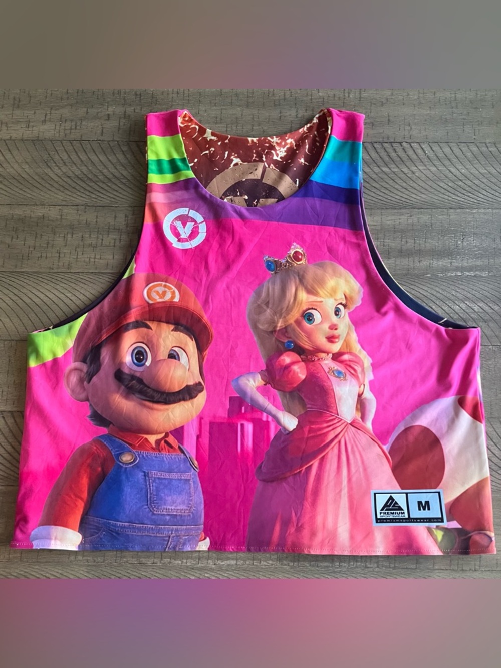 Super Mario Bros Reversible Velocity Lacrosse Jersey Bowser Peach Men's Medium